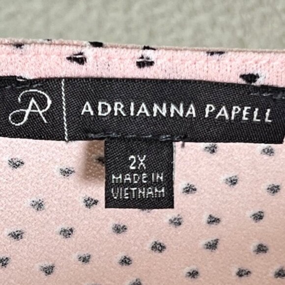 Adrianna Papell Womens Pink Blouse with Black Hearts Pattern Plus Size 2X - Picture 2 of 6